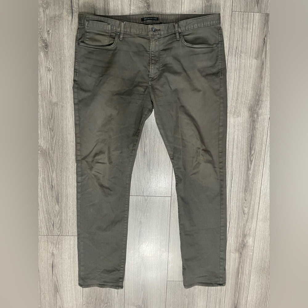 John Varvatos Men's Washed Green Bowery Slim Straight Jeans US 40